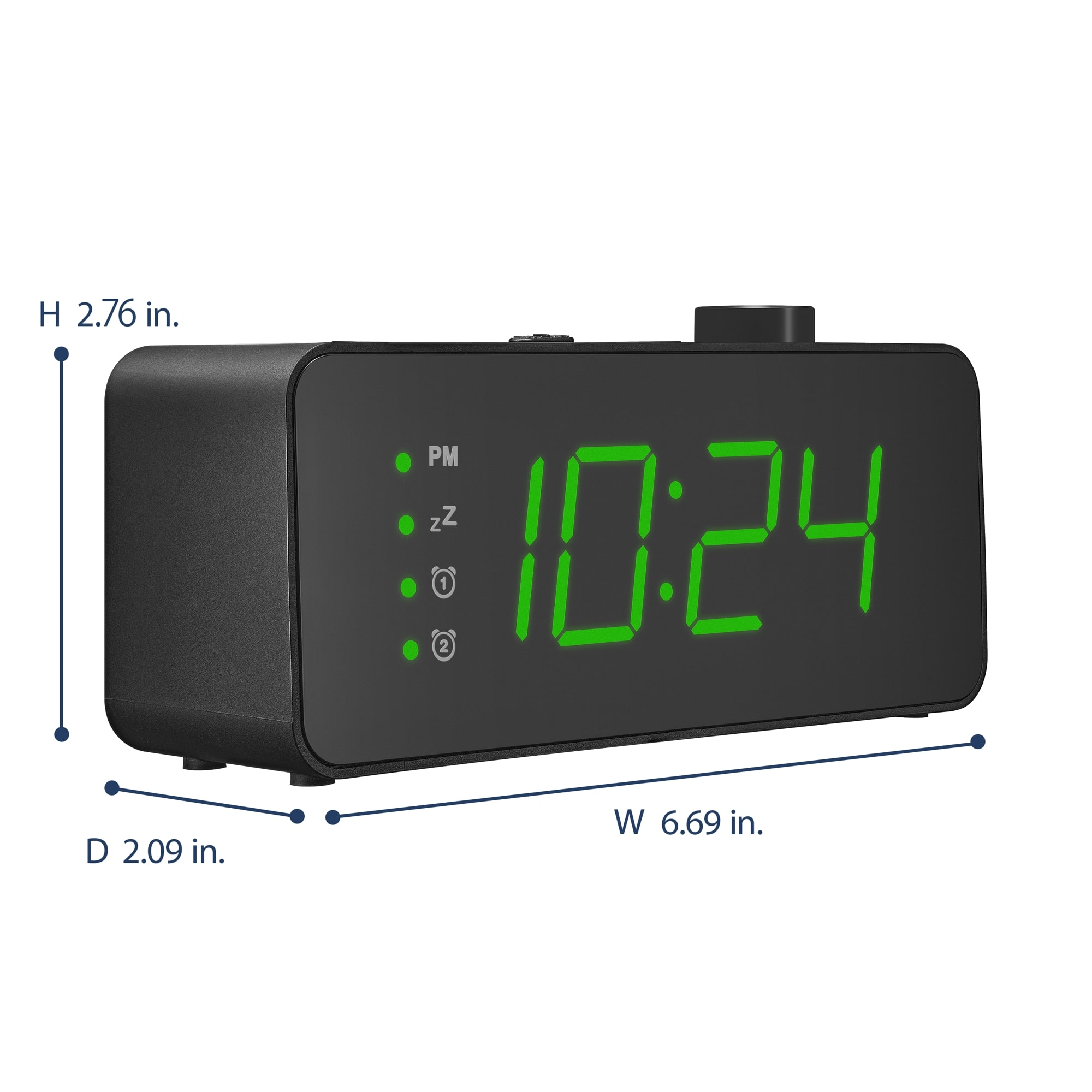 The text on the image reads: H 2.76 in. PM zZ 2 1 10:24 D 2.09 in. W 6.69 in.