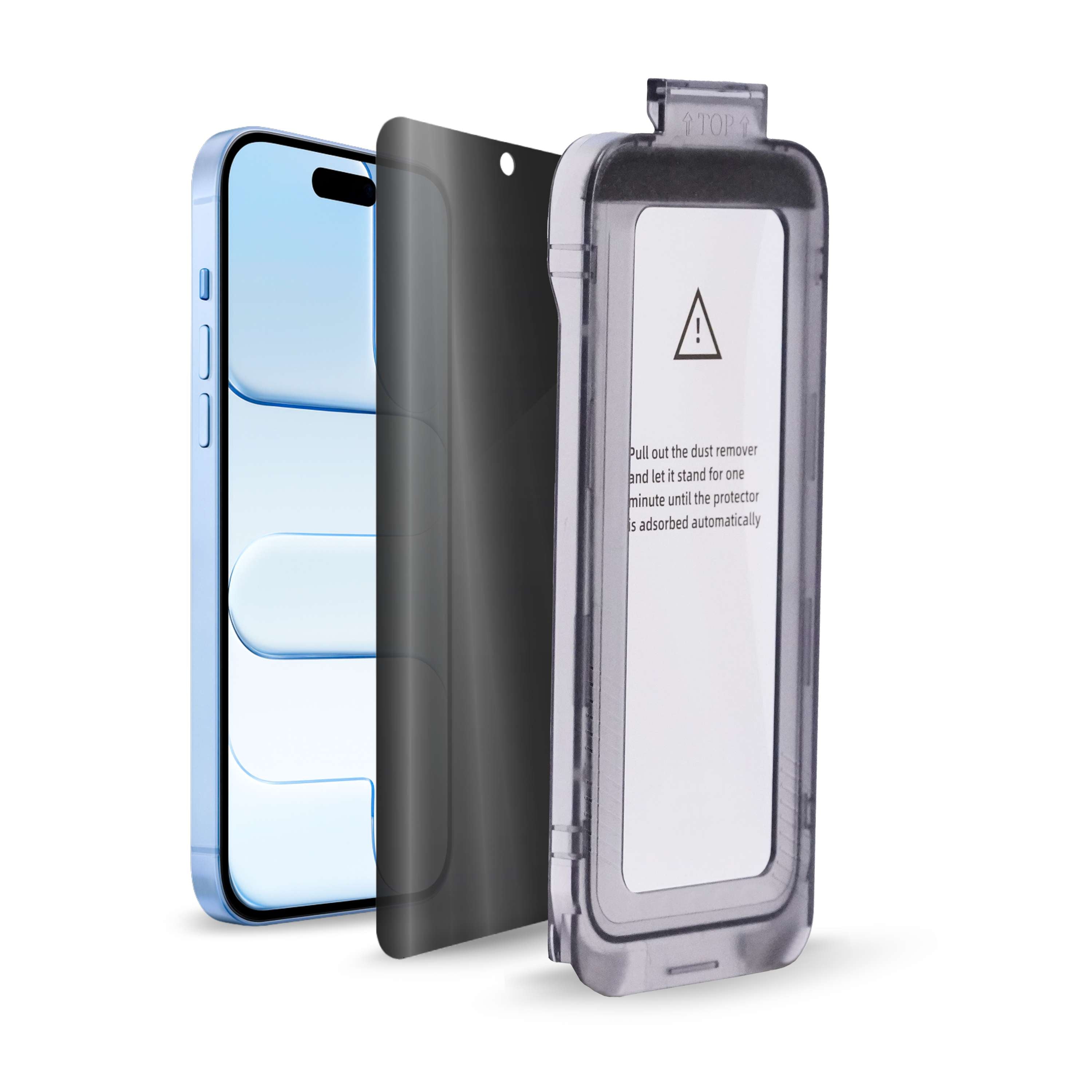 Pull out the dust remover and let it stand for one minute until the protector is adsorbed automatically.