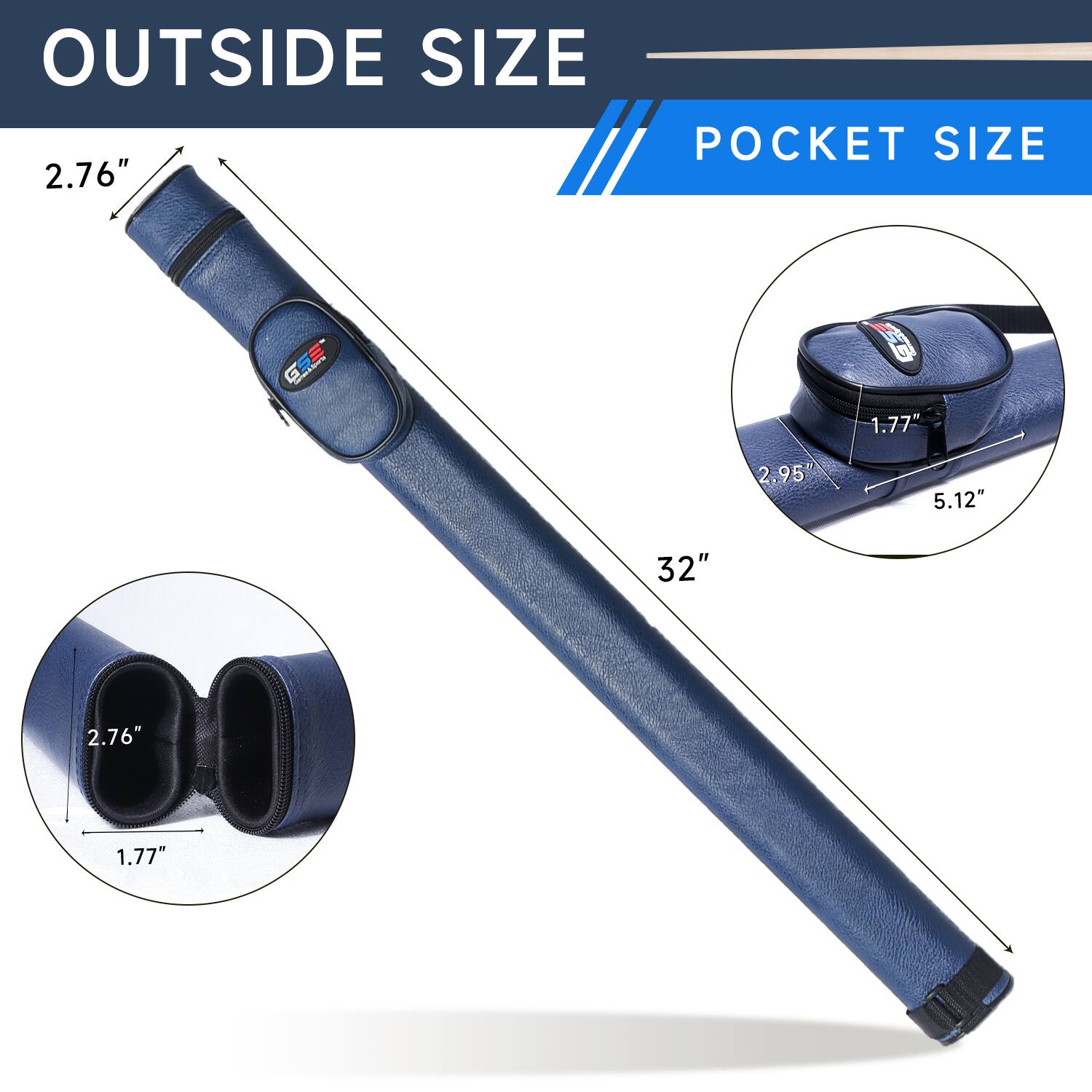 OUTSIDE SIZE: 2.76", 32"
POCKET SIZE: 1.77", 2.95", 5.12"