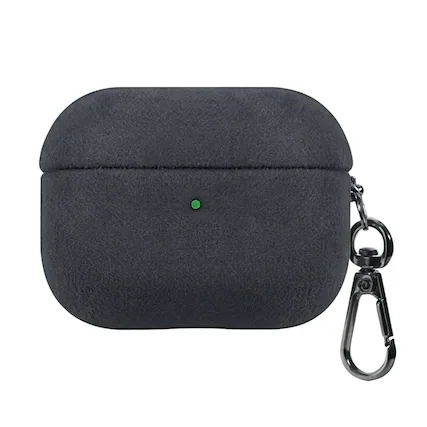 Front. SaharaCase - Apple Airpods Pro 3 (2025) Case | Italian Suede Leather | Premium Finish | Indy Series - Carbon Gray.