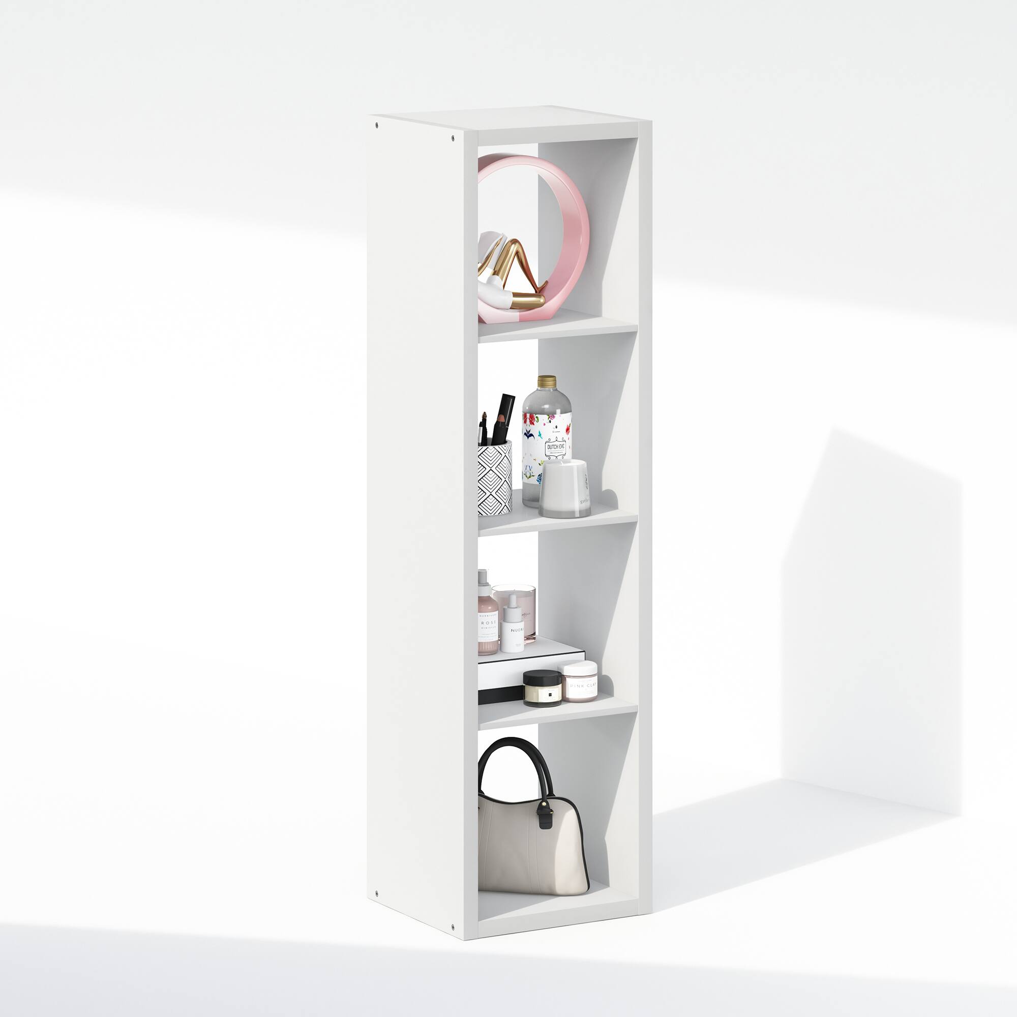 Alt View 3. Furinno - Cubic Open Back Multipurpose Clothing & Closet Storage Organizer Shelf, 4-Cube - White.