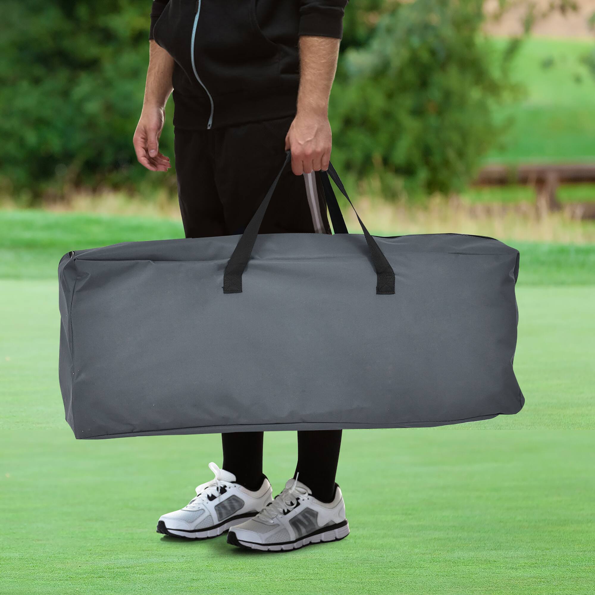 Alt View 16. Costway - Folding Camping Chair Loveseat Double Seat w/ Bags & Padded Backrest Gray - Gray.