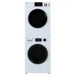 Equator - VALUE STACKABLE Laundry Set EW 840 2.5 cf. 26 lb Washer + ED 880 DL 4 cf. Vented Electric Dryer Direct Line 220V - White