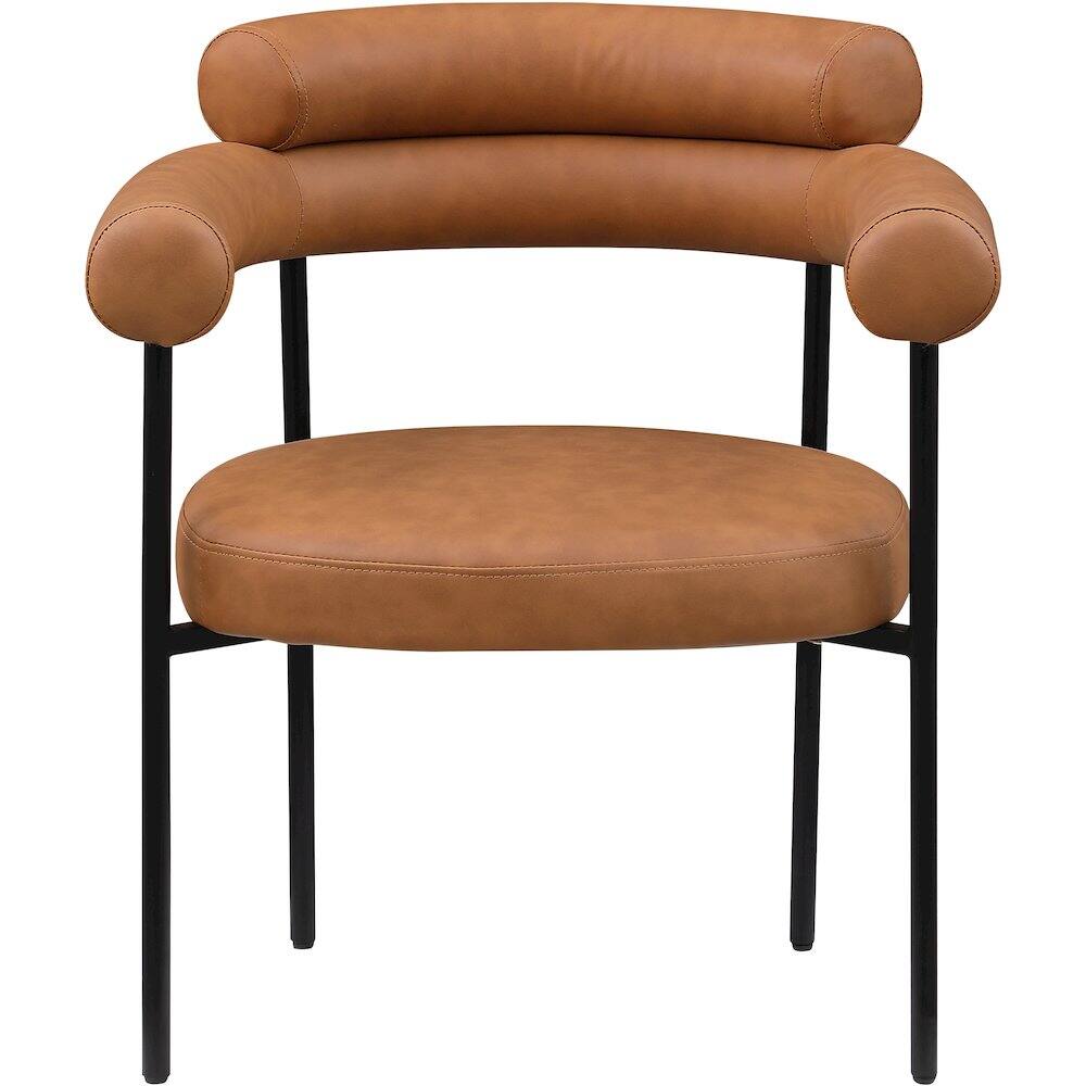 Alt View 1. Meridian Furniture - Blake Cognac Vegan Leather Dining Chair, Set of 2 - Brown.