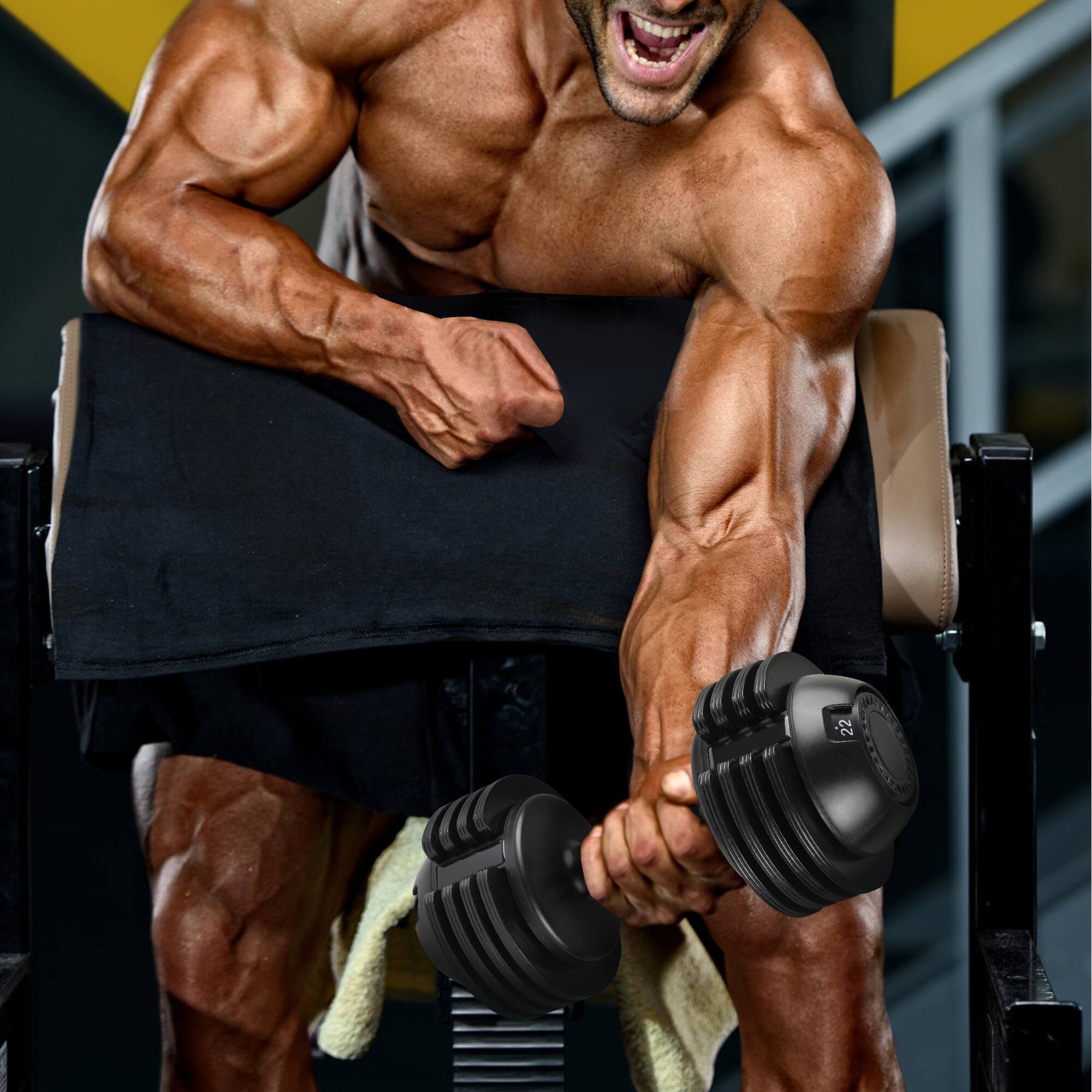 Alt View 4. ELEMENT ACE - Adjustable Dumbbell - 52 LBS Single Weight for Strength Training & Home Fitness - Black.