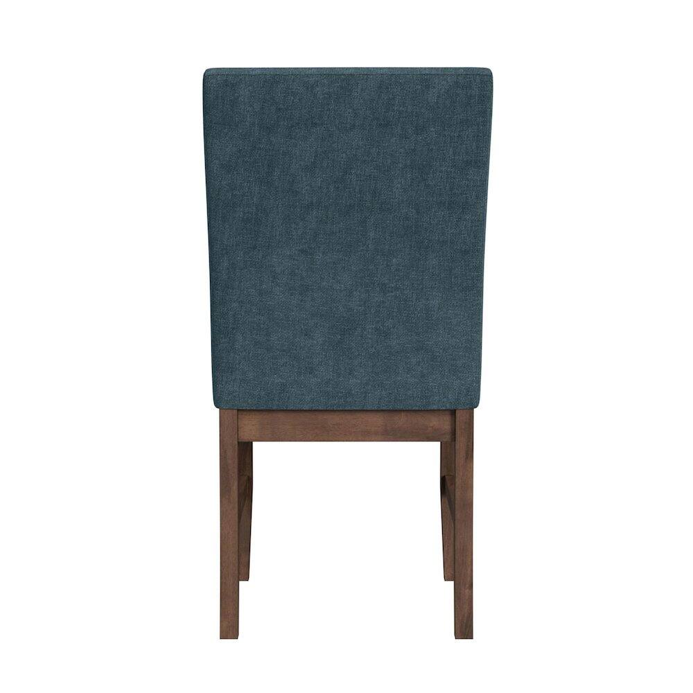 Left. Picket House Furnishings - Veronica Dining Side Chair with Denim Blue Fabric in Walnut - Walnut.