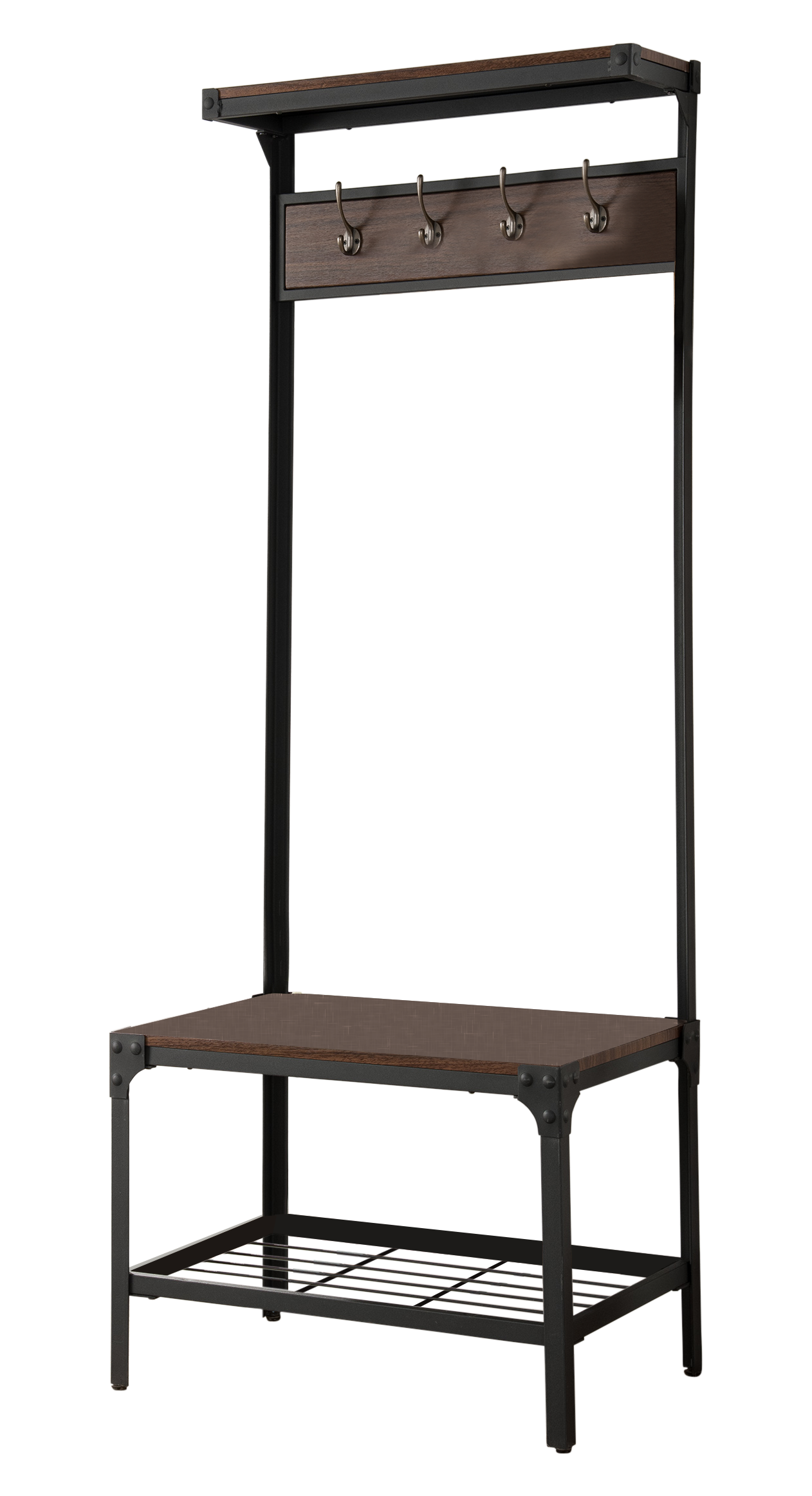 Angle. Kings Brand Furniture - Kings Brand Furniture 3-in-1 Hall Tree with Coat Rack, Shoe Bench & Storage Shelf - Black.