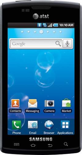 Front Standard. Samsung - Galaxy Captivate i897 Mobile Phone (Unlocked) - Black.