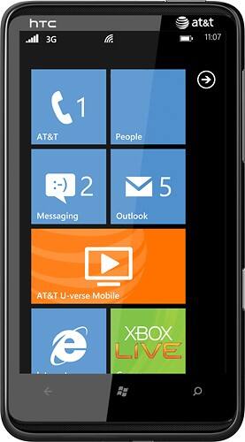 Front Standard. HTC - HD7S Mobile Phone (Unlocked) - Black.