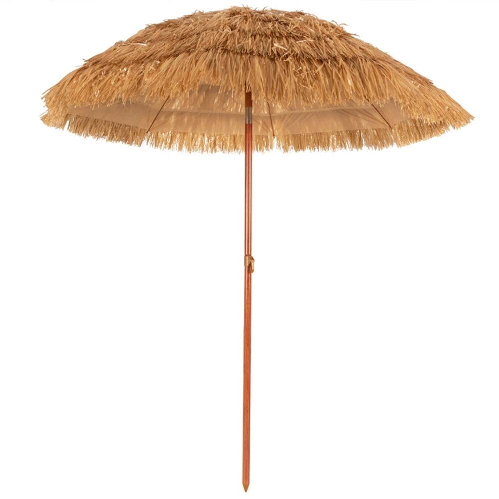 Alt View 5. Kadyn - 6.5 Feet Portable Thatched Tiki Beach Umbrella with Adjustable Tilt, Patio Offset Umbrella with Easy Tilt Adjustment.