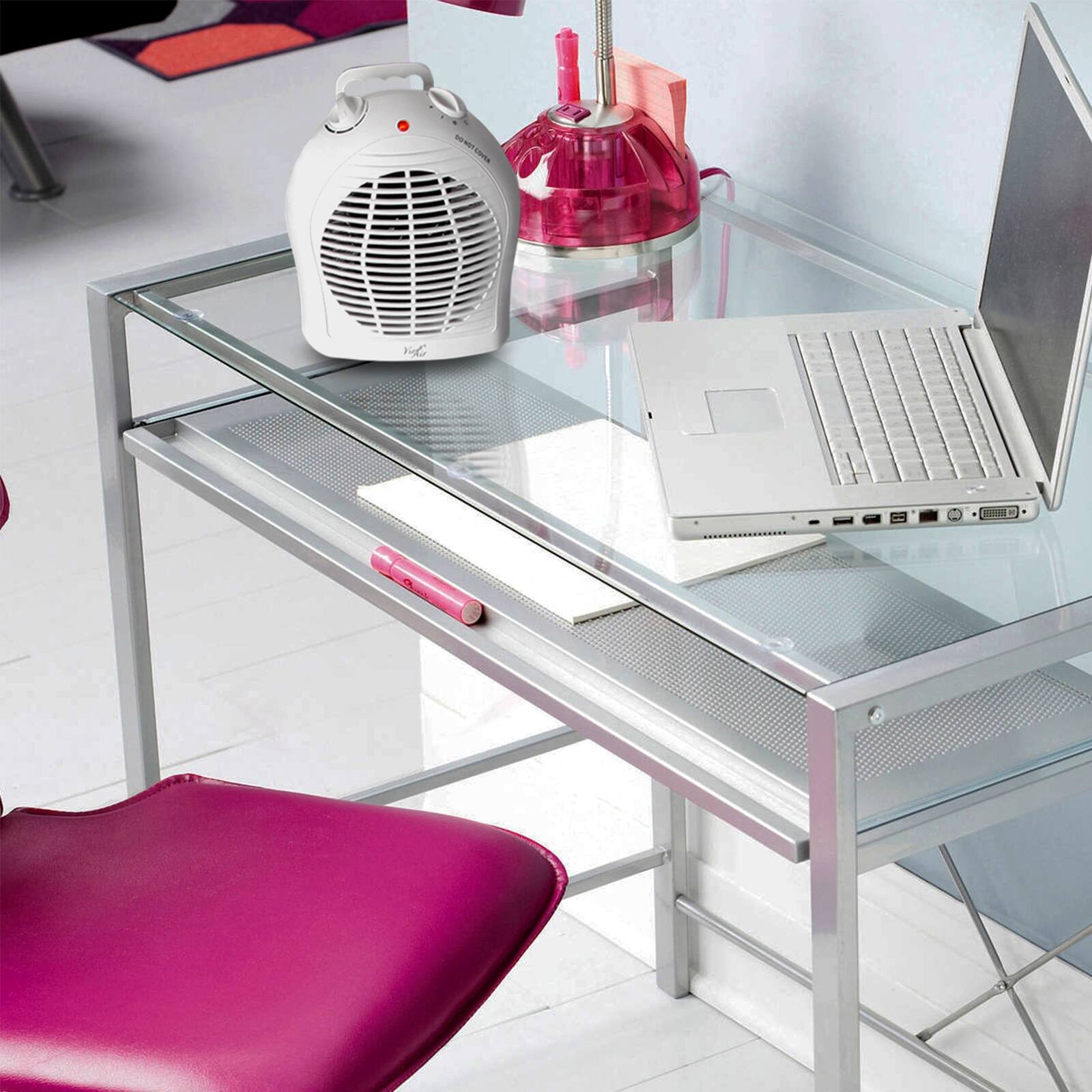 Alt View 1. VieAir - Vie Air 1500W Portable 2-Settings White Fan Heater with Adjustable Thermostat - White.