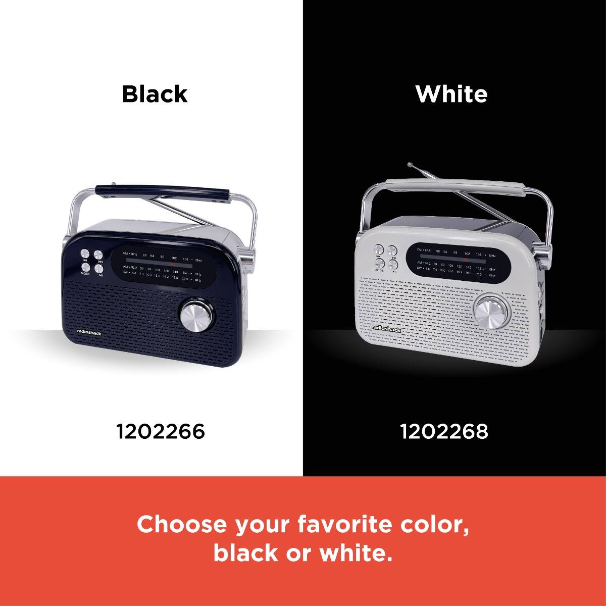 Black  
1202266  

White  
1202268  

Choose your favorite color, black or white.