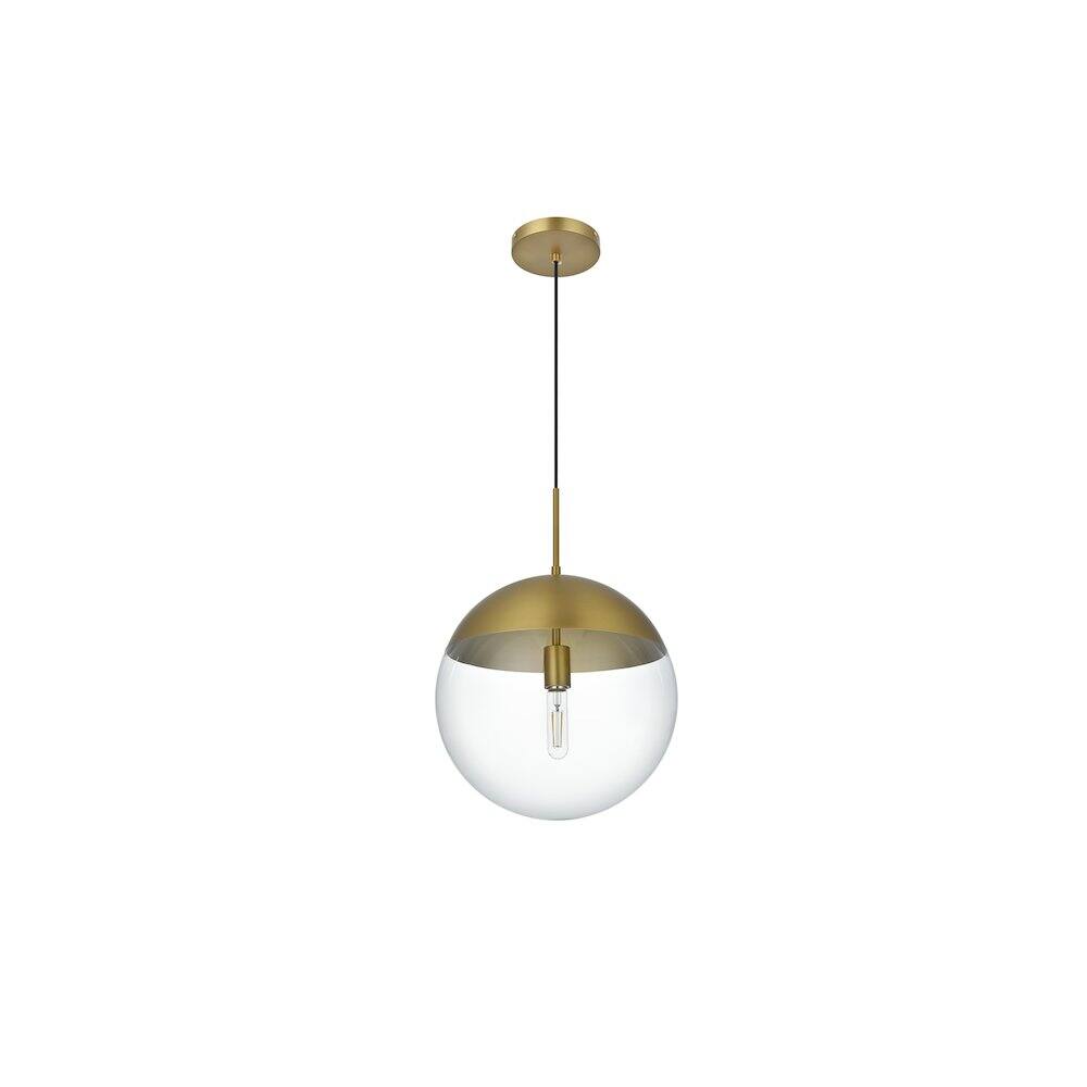 Angle. Living District - Eclipse 14 Inch Pendant Clear Shade in Chrome - Satin Gold And Clear.