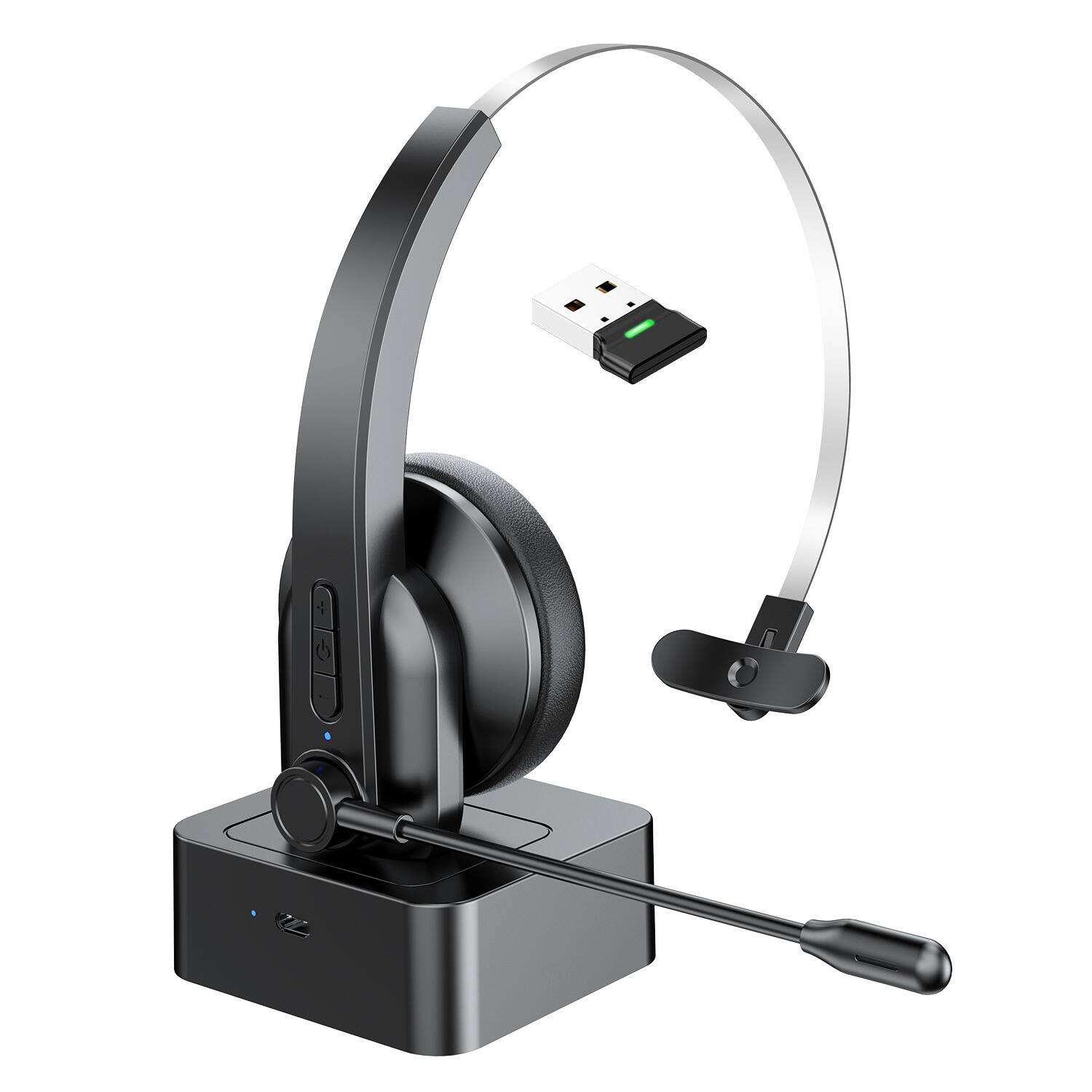 Front. Skanty Furniture - Bluetooth Headset for Computer,Single-Ear Wireless Headset with Mic for Office & Truckers,Over-Ear Bluetooth Headphone.