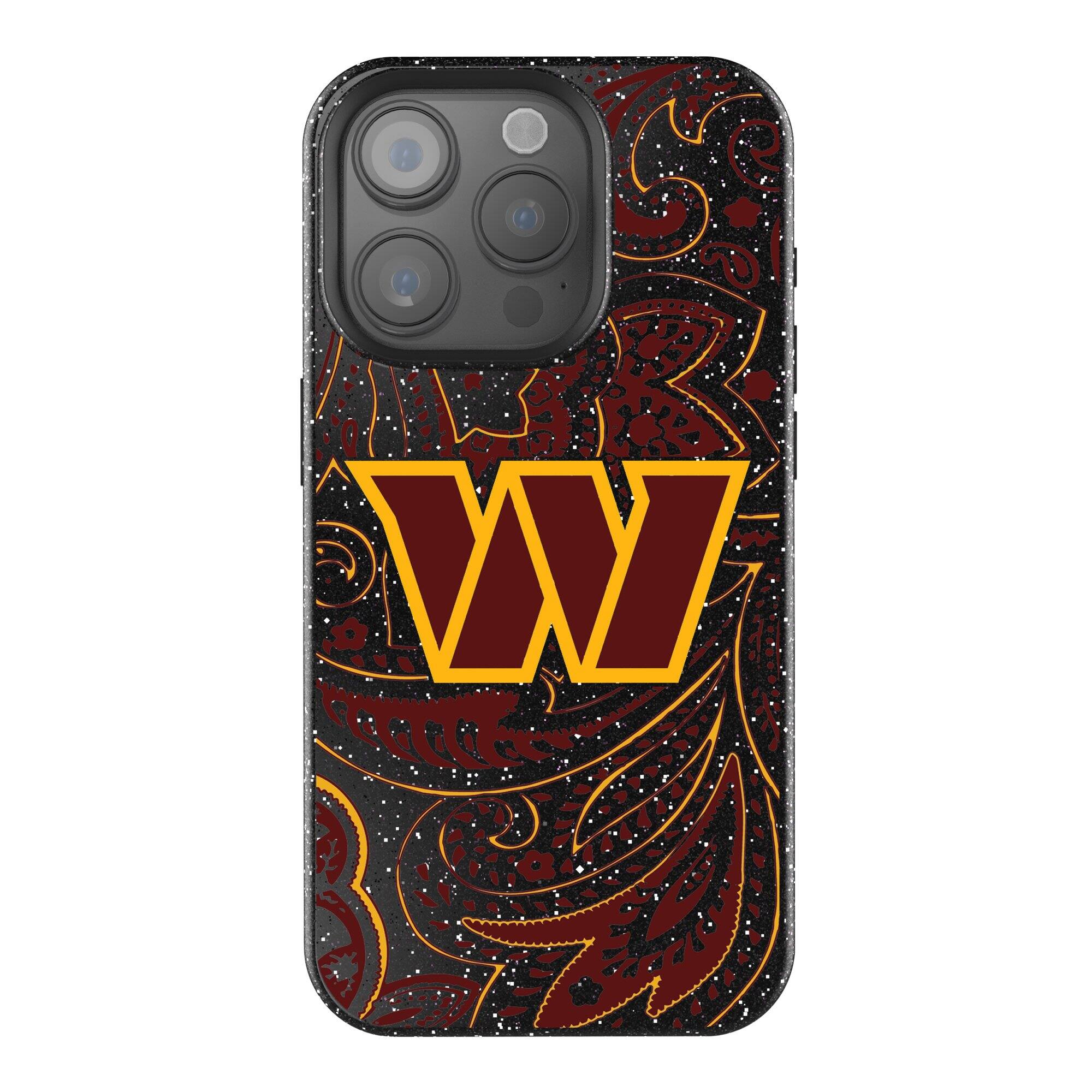 Front. Keyscaper - Washington Commanders Paisley Bling iPhone Case - 15 Pro Max - Black.