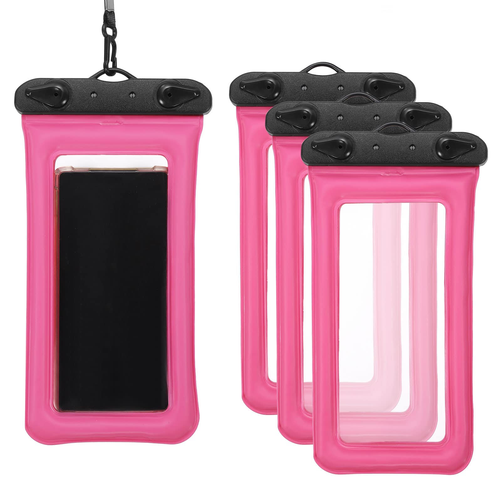 Unique Bargains - 3pcs Waterproof Phone Pouch Floating No Sink Universal Cellphone Dry Bag for Kayaking Beach Swimming Hiking - Pink