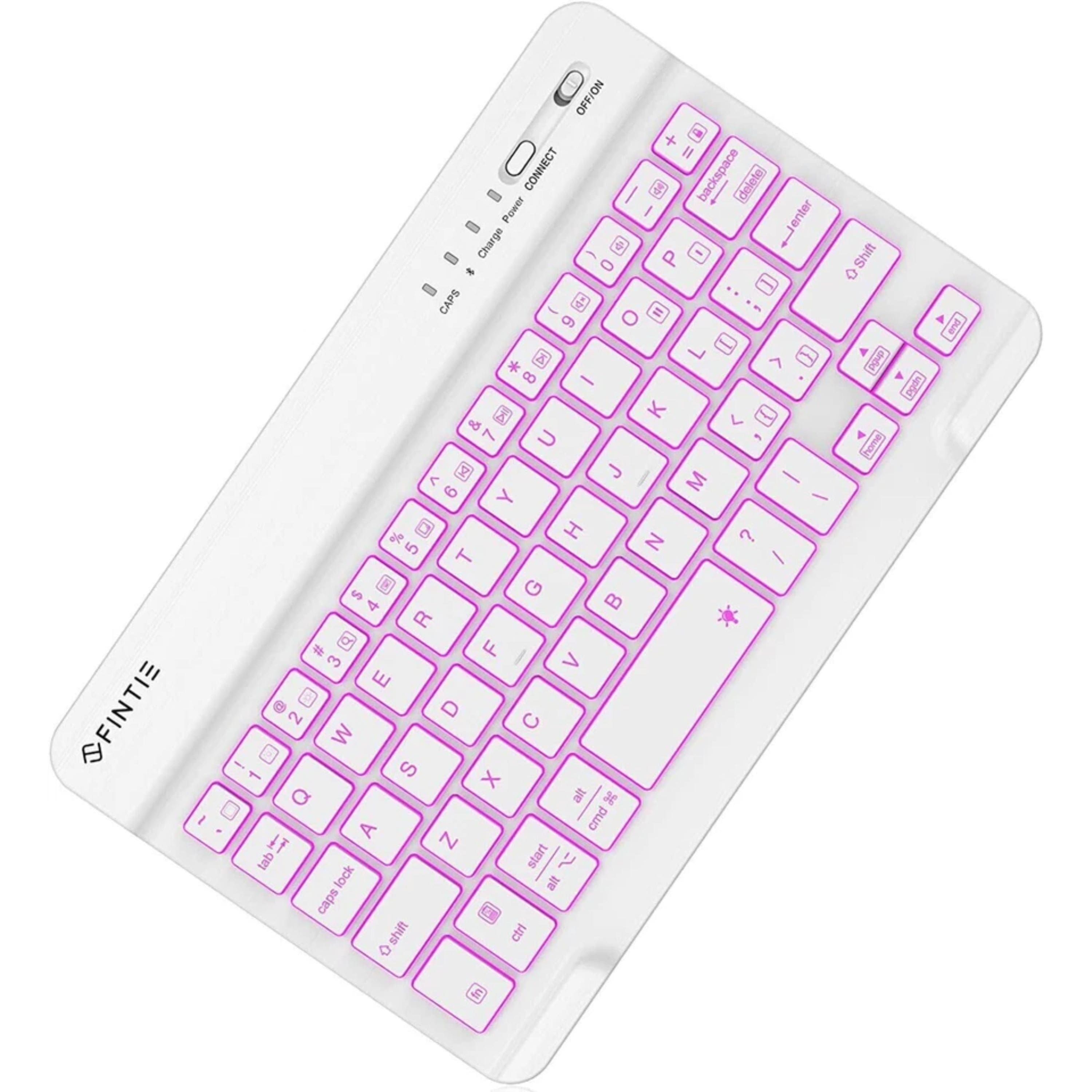 Kitcheniva - Slim Wireless Bluetooth Keyboard 7-Inch Rechargeable 7-Color Backlit - White