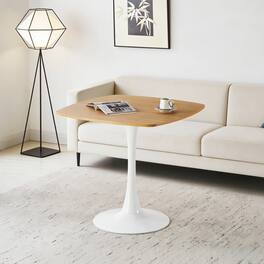 Loheer - 31.5 inch Square Dining Table MDF Top with Metal Pedestal Base - Oak
