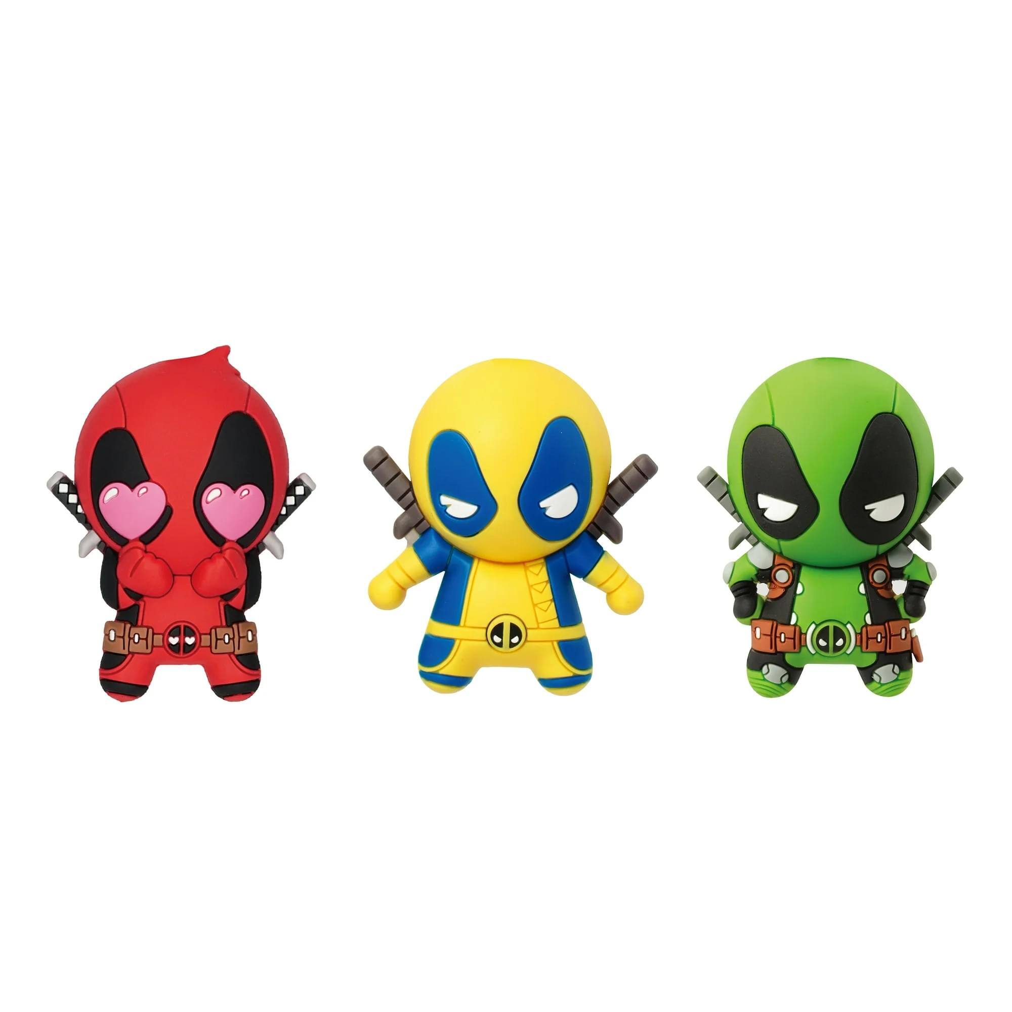 Marvel Deadpool 3D Foam Bag Clip Set | Heart Eyes, Days of Future Now, Solo