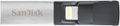 Front Zoom. SanDisk - iXpand 128GB USB 3.0/Lightning Flash Drive - Black / Silver.