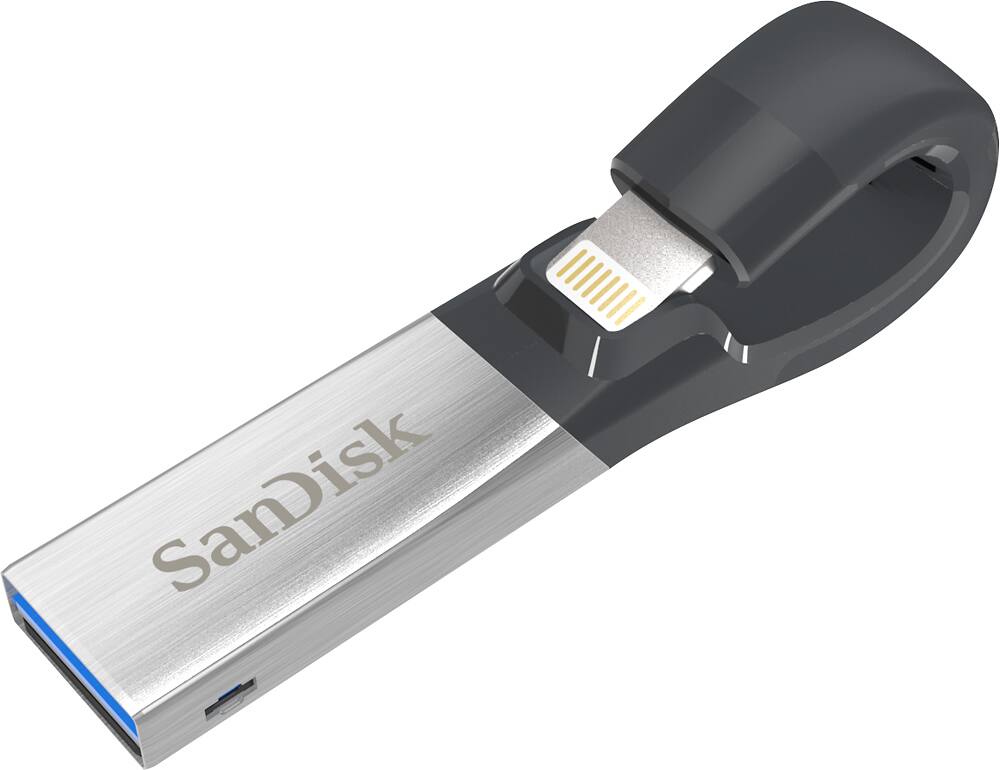 Alt View 11. SanDisk - iXpand 128GB USB 3.0/Lightning Flash Drive - Black / Silver.