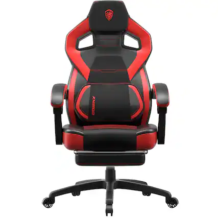 Front. Dowinx - Wide Back Gaming Chair with Footrest for Adults, Office Chair Big and Tall with Breathable Pocket Spring Cushion - Red.