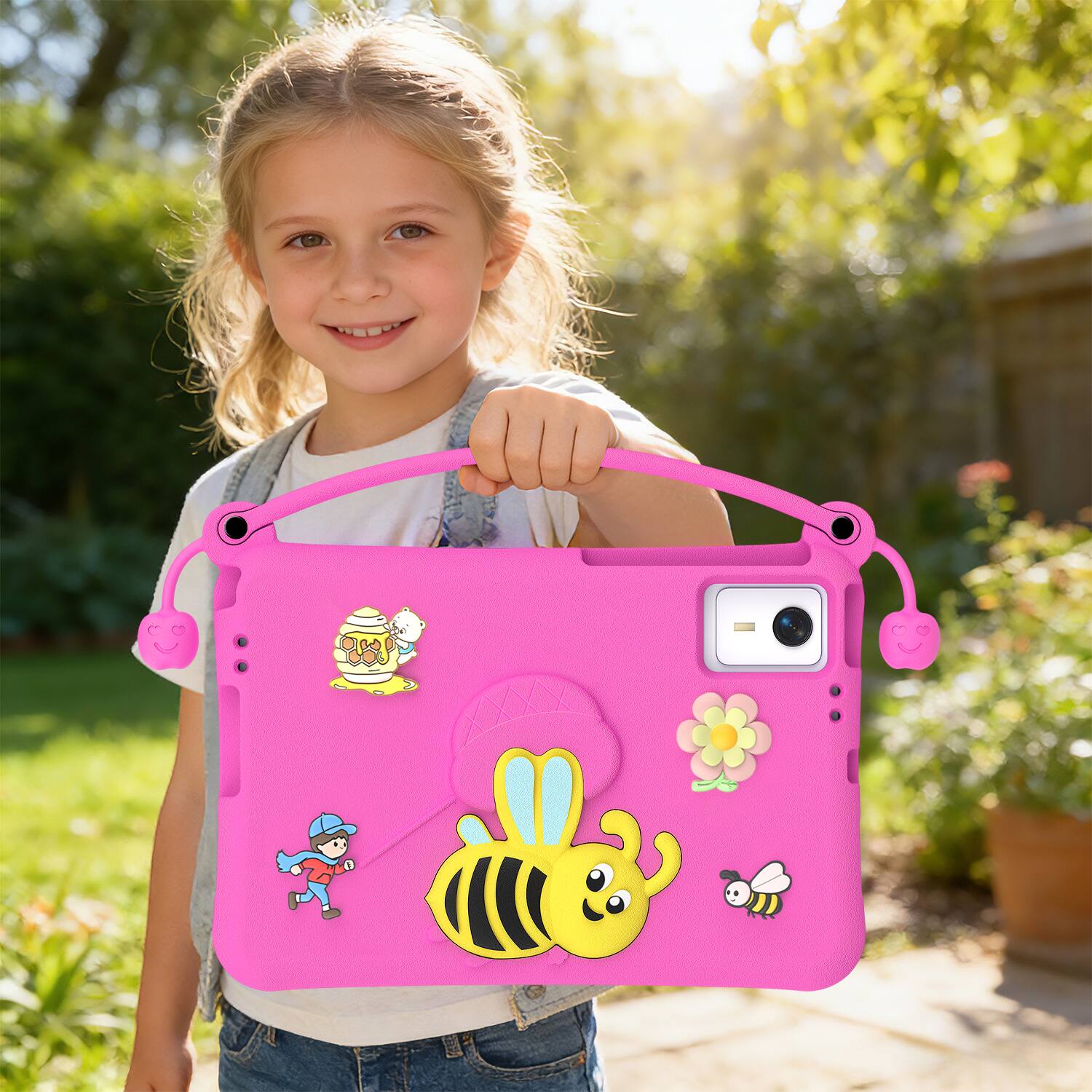 Alt View 3. Dteck - for Samsung Galaxy Tab S11 1"2025(X730/X736) Kids EVA Tablet Case, Cut Cartoon Folding Stand Shockproof Cover + Handle - Pink.