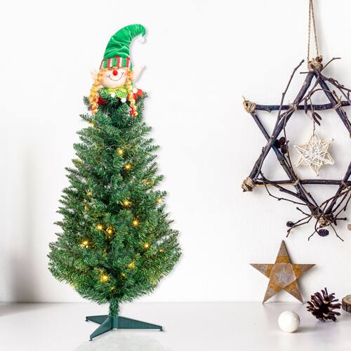 Alt View 4. Winado - 3 FT Pre-Lit Hinged Artificial Xmas Christmas Tree Santa Claus with LED Lights for Holiday Decoration - Green.