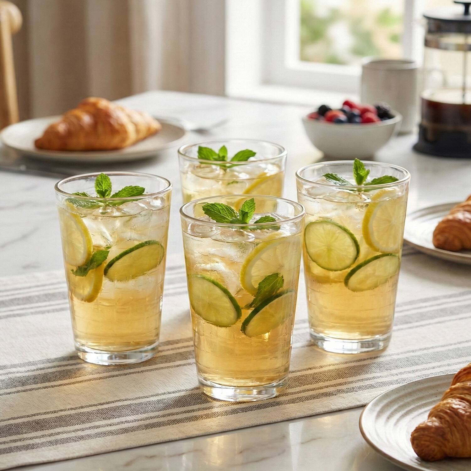 Left. Jay Import - MatrixSet of 4 Juice Glasses 7 OZ. - Clear.