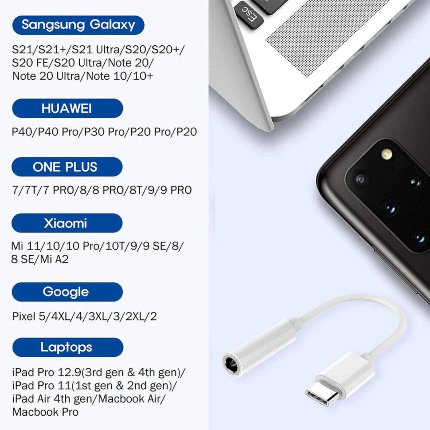 Sure, here is the corrected and grouped text:

**SangSung Galaxy**
- S21/S21+/S21 Ultra/S20/S20+/S20 FE/S20 Ultra/Note 20/Note 20 Ultra/Note 10/10+

**HUAWEI**
- P40/P40 Pro/P30 Pro/P20 Pro/P20

**ONE PLUS**
- 7/7T/7 Pro/8/8 Pro/8T/9/9 Pro

**Xiaomi**
- Mi 11/10/10 Pro/10T/9/9 SE/8/8 SE/Mi A2

**Google**
- Pixel 5/4XL/4/3XL/3/2XL/2

**Laptops**
- iPad Pro 12.9 (3rd gen & 4th gen)/iPad Pro 11 (1st gen & 2nd gen)/iPad Air 4th gen/Macbook Air/Macbook Pro