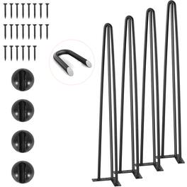 VEVOR - Hairpin Table Legs 28", Set of 4 Desk Legs 900lbs Load Capacity, Hairpin Desk Legs 3 Rods - Black