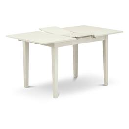 East West Furniture - NFT-LWH-T Rectangular Small Table Linen Color Table Surface and Solid Wood Small Table Legs - White