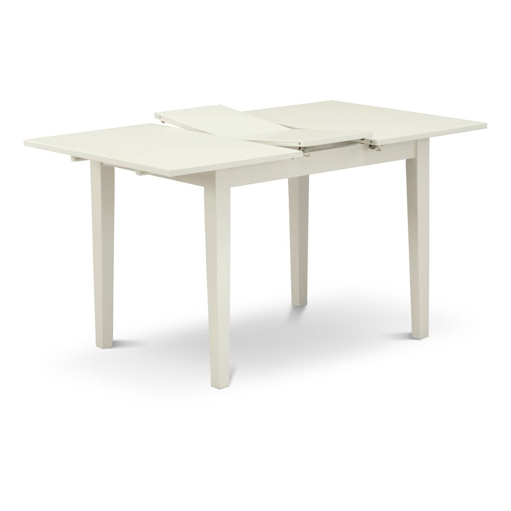 Front. East West Furniture - East West Furniture NFT-LWH-T Rectangular Small Table Linen White Color Table Surface and Solid Wood Small Table Legs - White.