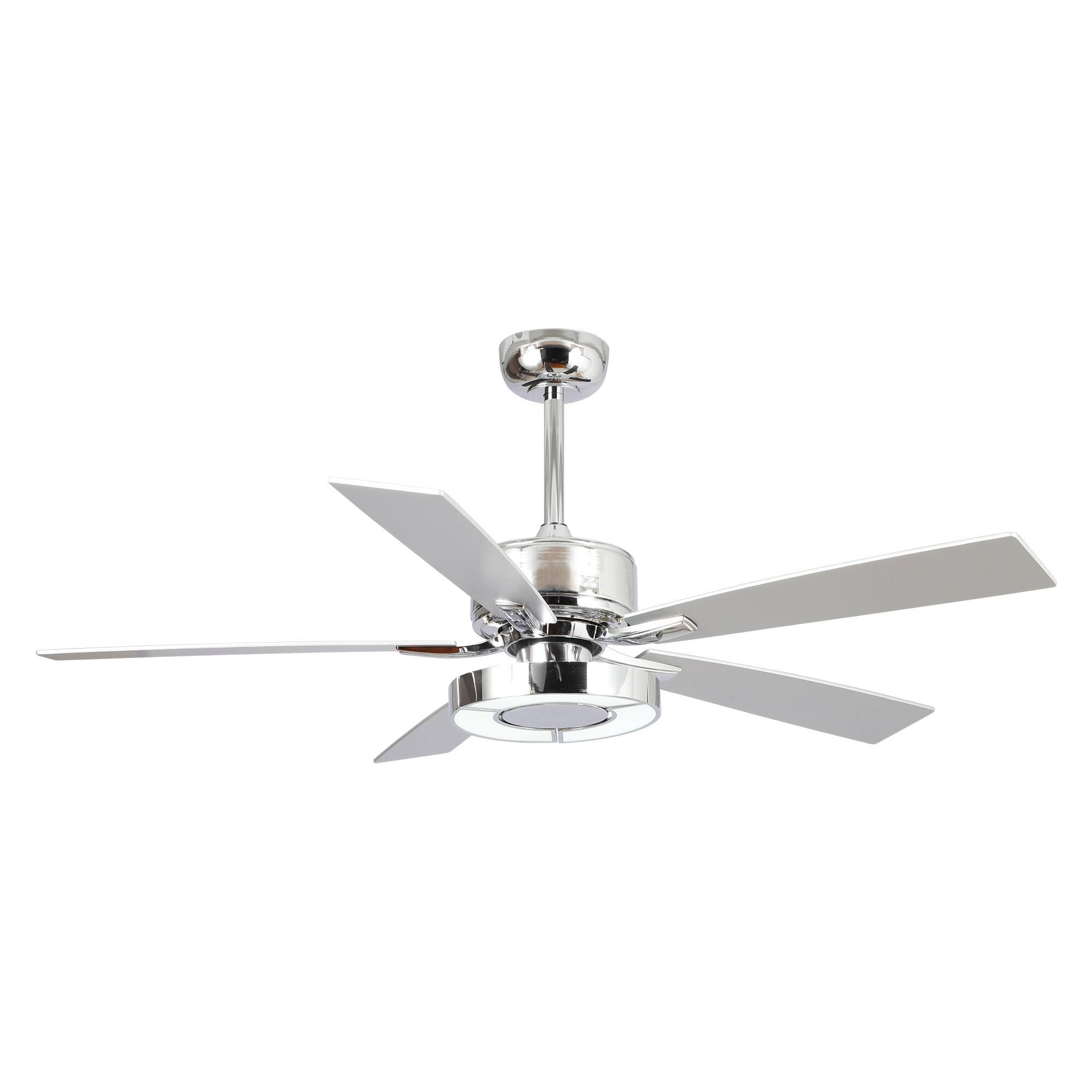 Alt View 9. Parrot Uncle - 52" Chrome Modern Unique LED Dimmable Ceiling Fan with Light and Remote - Chrome.