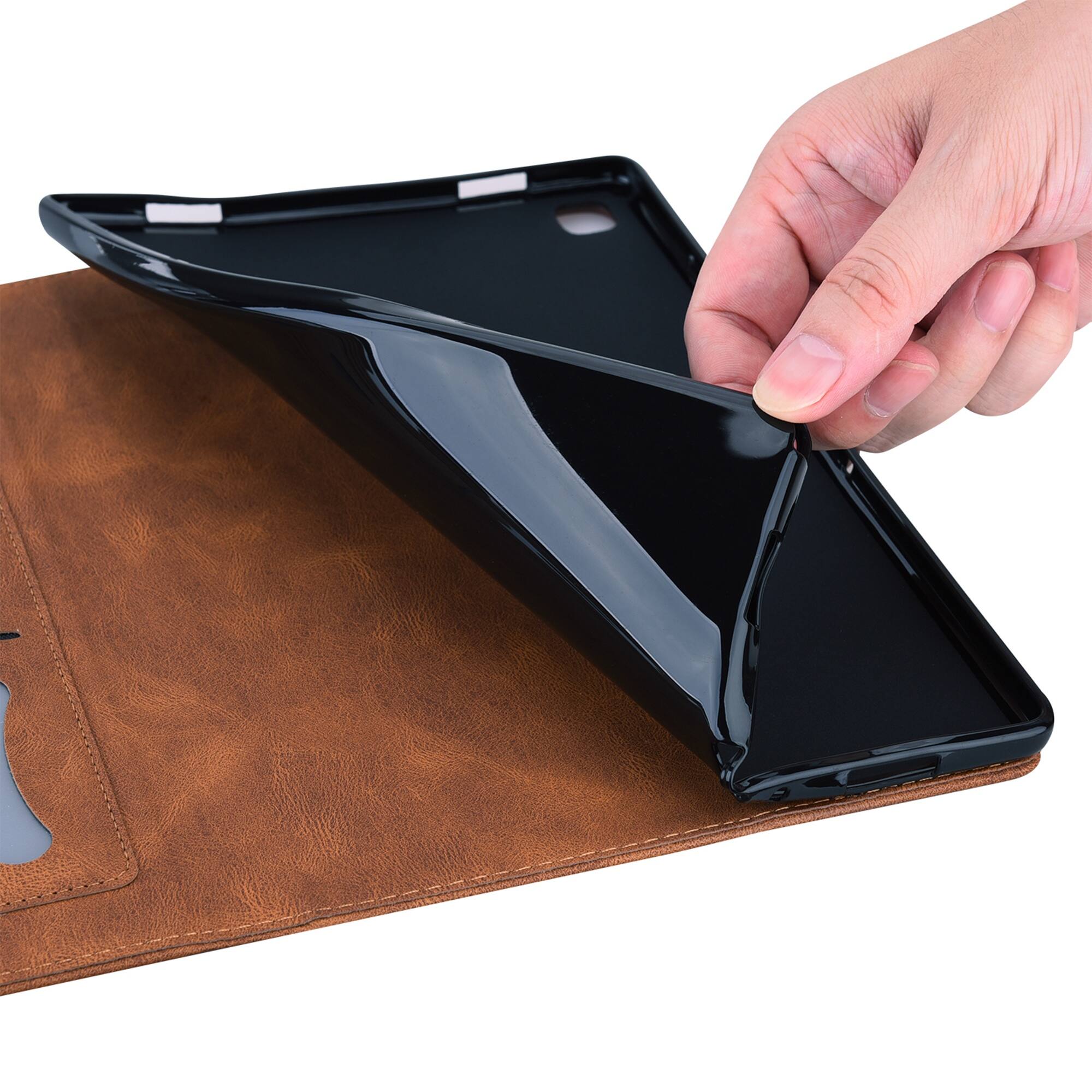 Alt View 2. Dteck - For Apple iPad (A16) 11" 2025 & iPad 10th 2022 PU Leather Embossed Butterfly Folio Case+Card Holder Flip Stand Cover - Brown.
