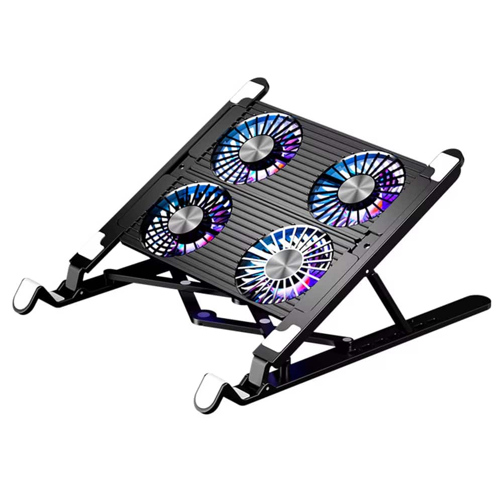 Luckbyte - RGB Laptop Cooling Pad with 4 Silent Fans, 7-Level Height Adjustable Gaming Notebook Stand for 11-17.3" Laptops