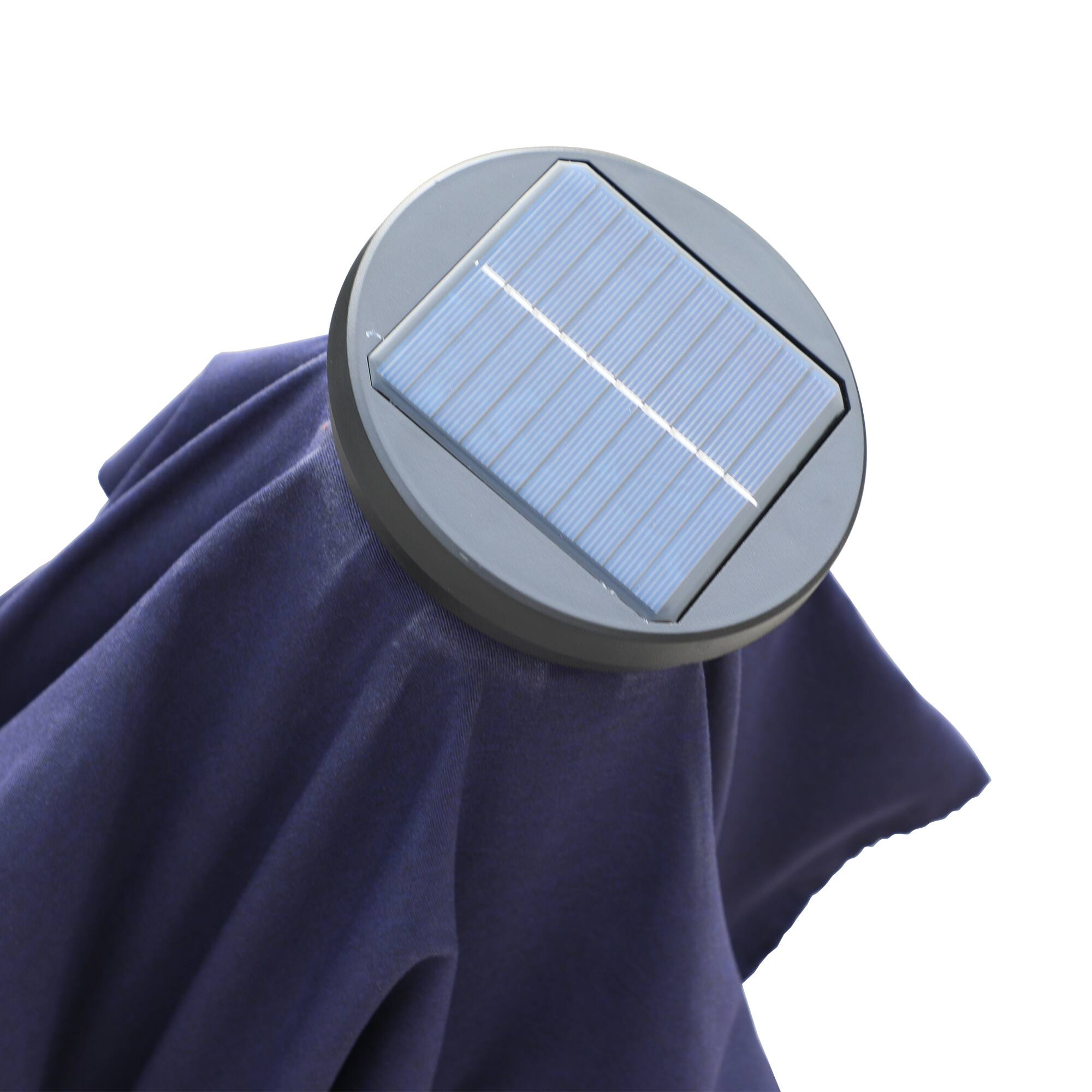 Alt View 4. Mondawe - 10' x 6'5ft Patio Umbrella 26 Solar LED Lights Rectangular Market Umbrella - Navy Blue.
