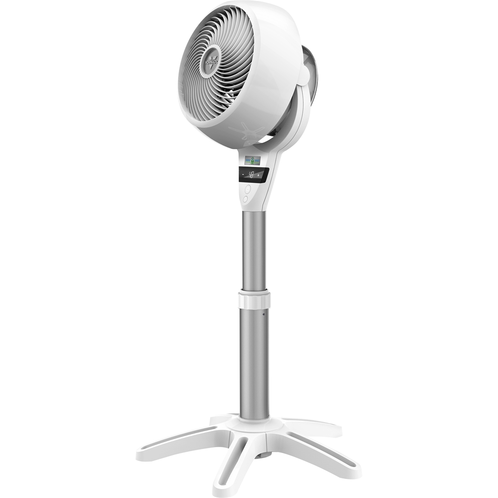 Left View: Sunpentown - 16″ DC-Motor Energy Saving Stand Fan with Remote and Timer - Piano Black