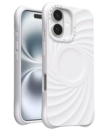 Alt View 1. Ornarto - ORNARTO Vortuxe Series Bundle for iPhone 16 Case 6.1" and for MagSafe Phone Ring Holder in White - White.