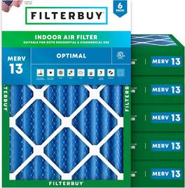 Filterbuy - 25x28x4 MERV 13 Smoke & Allergy Defense, Electrostatic Pleated HVAC AC Furnace Air Filters Replacement (6-Pack) - Blue