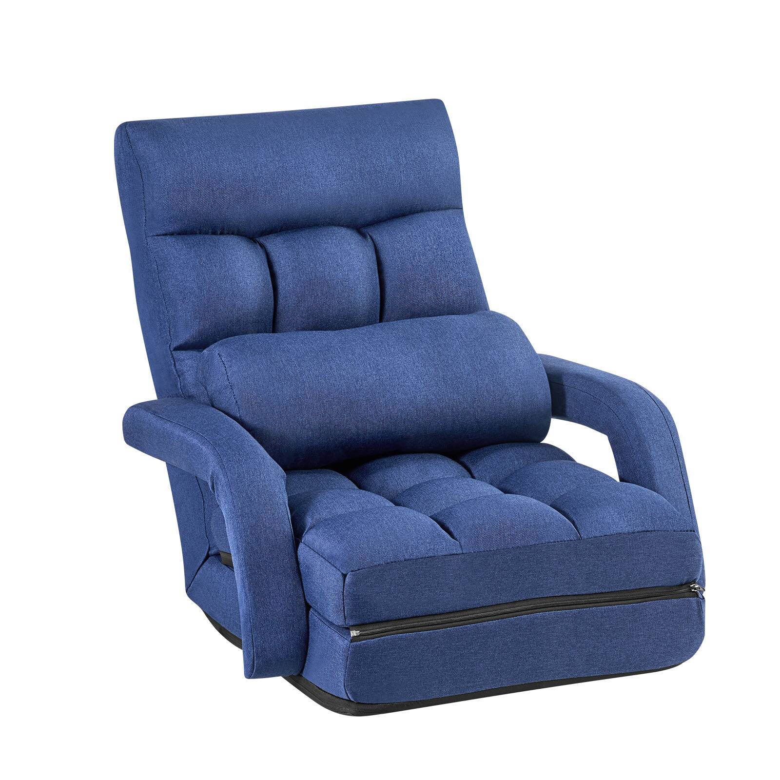 Alt View 5. VEVOR - Floor Chair,5 Adjustable Positions Folding Floor Gaming Chair with Back Support,Armrests, and Cushion,Sturdy Metal Frame - Blue.