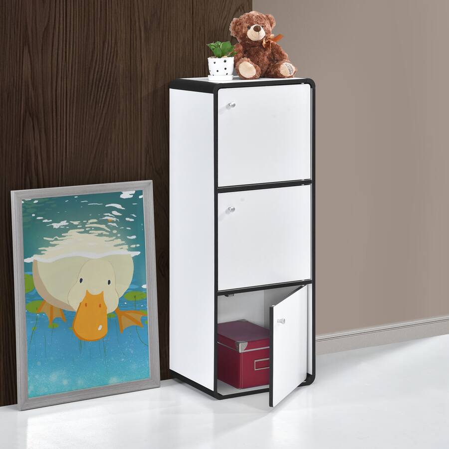 Kings Brand Furniture Dothan Wood 3 Cubed Closed Bookcase Storage Shelf ...