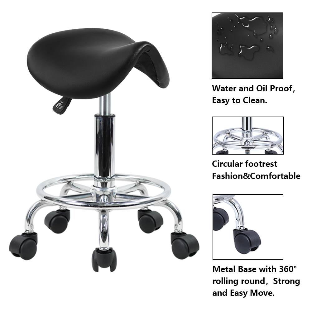 - Water and Oil Proof, Easy to Clean.
- Circular footrest Fashion&Comfortable
- Metal Base with 360° rolling round, Strong and Easy Move.