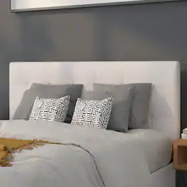 Emma + Oliver - Button Tufted Adjustable Height Upholstered Headboard - White