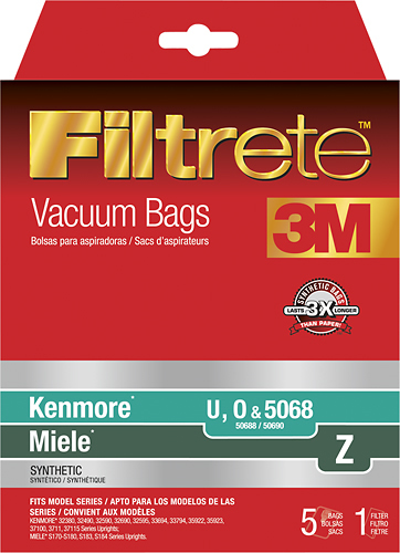 5 pack 3M Filtrete HEPA Vacuum Bag 68707A for Select Kenmore and Miele Uprig 