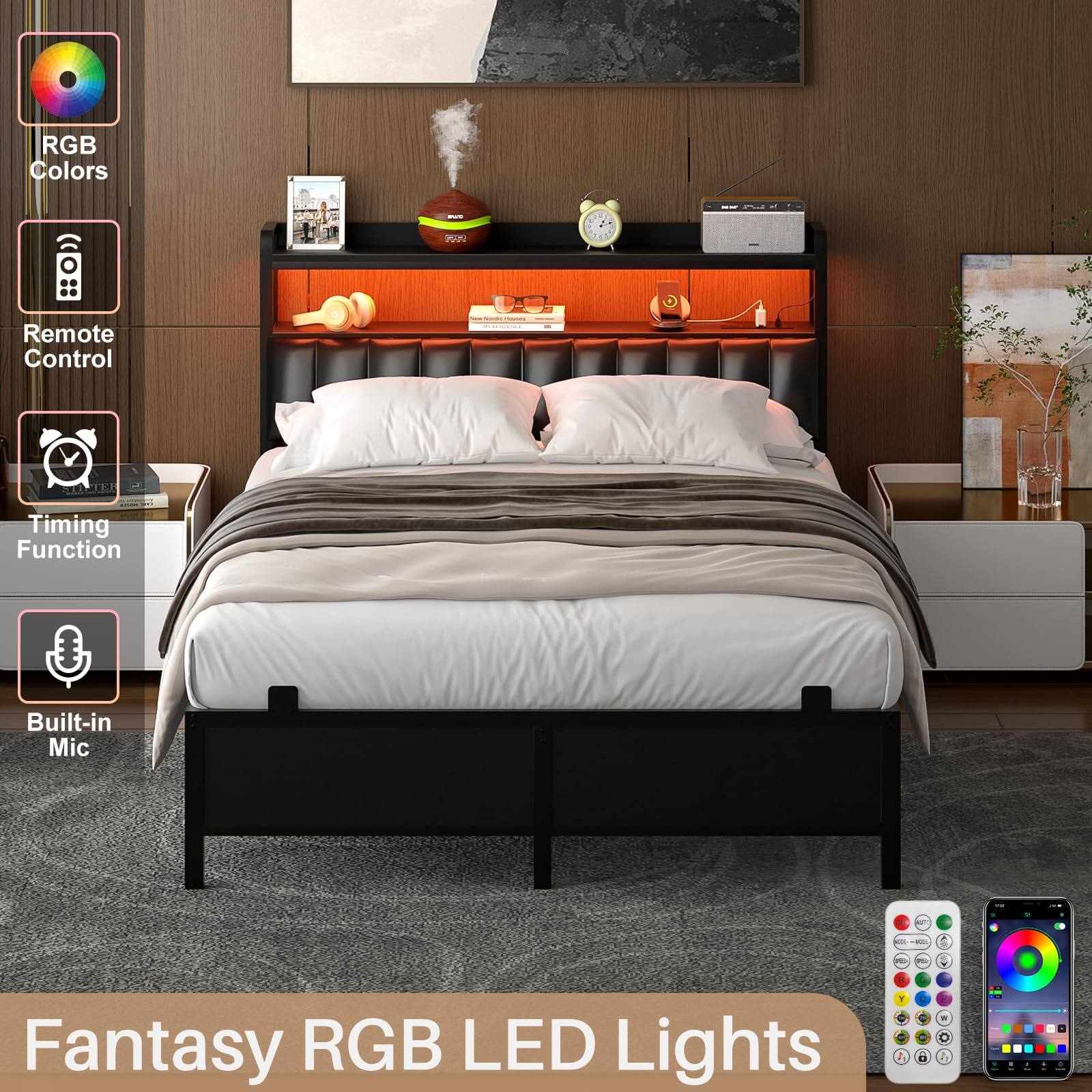 RGB Colors - U7 Remote Control UO TE-1 Timing Function Built-in Mic - Fantasy RGB LED Lights