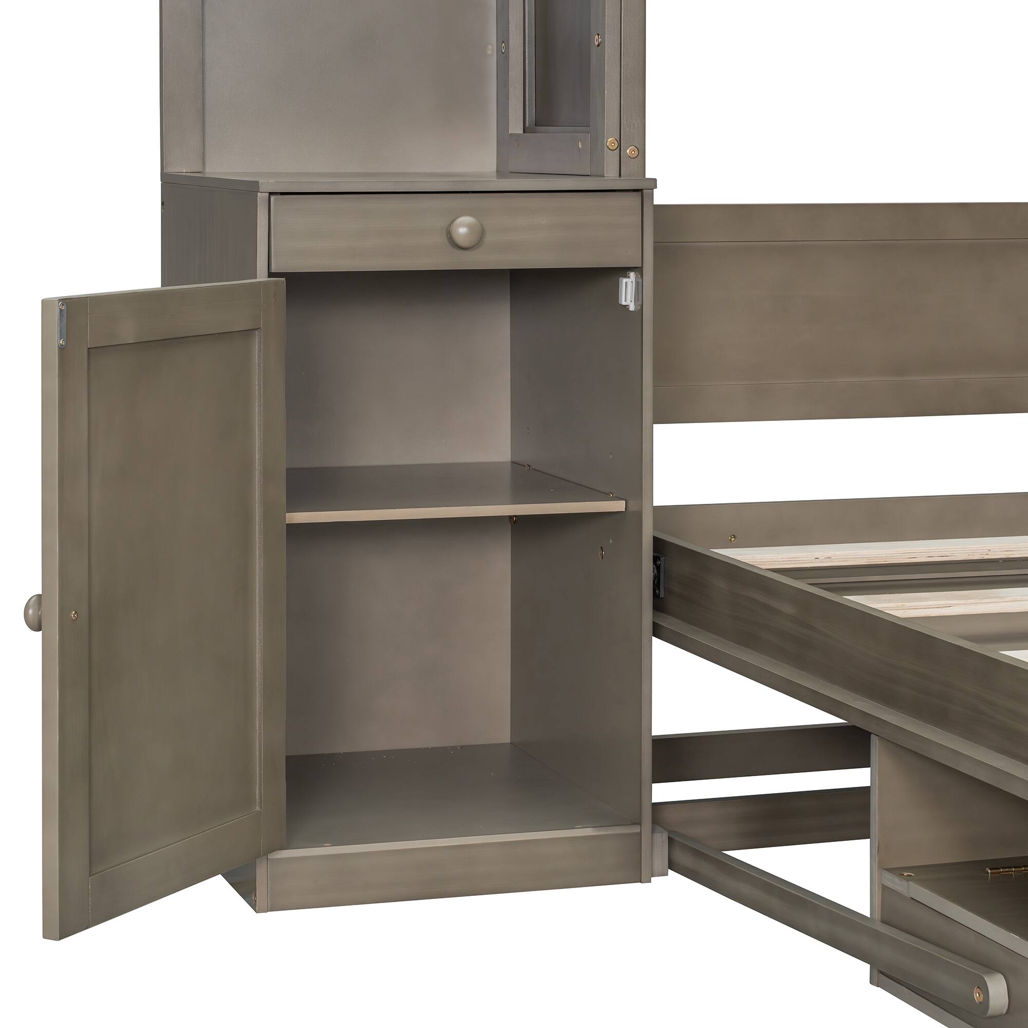 Alt View 8. Anysun - Queen Murphy Bed with Desk, Storage Shelves and Cabinets, Hidden Wall Bed for Space-Saving Home Office - Gray.