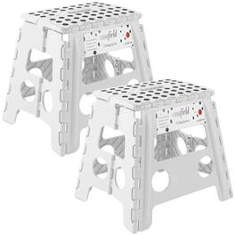 Casafield - Folding Step Stools with Handle (Set of 2) - White