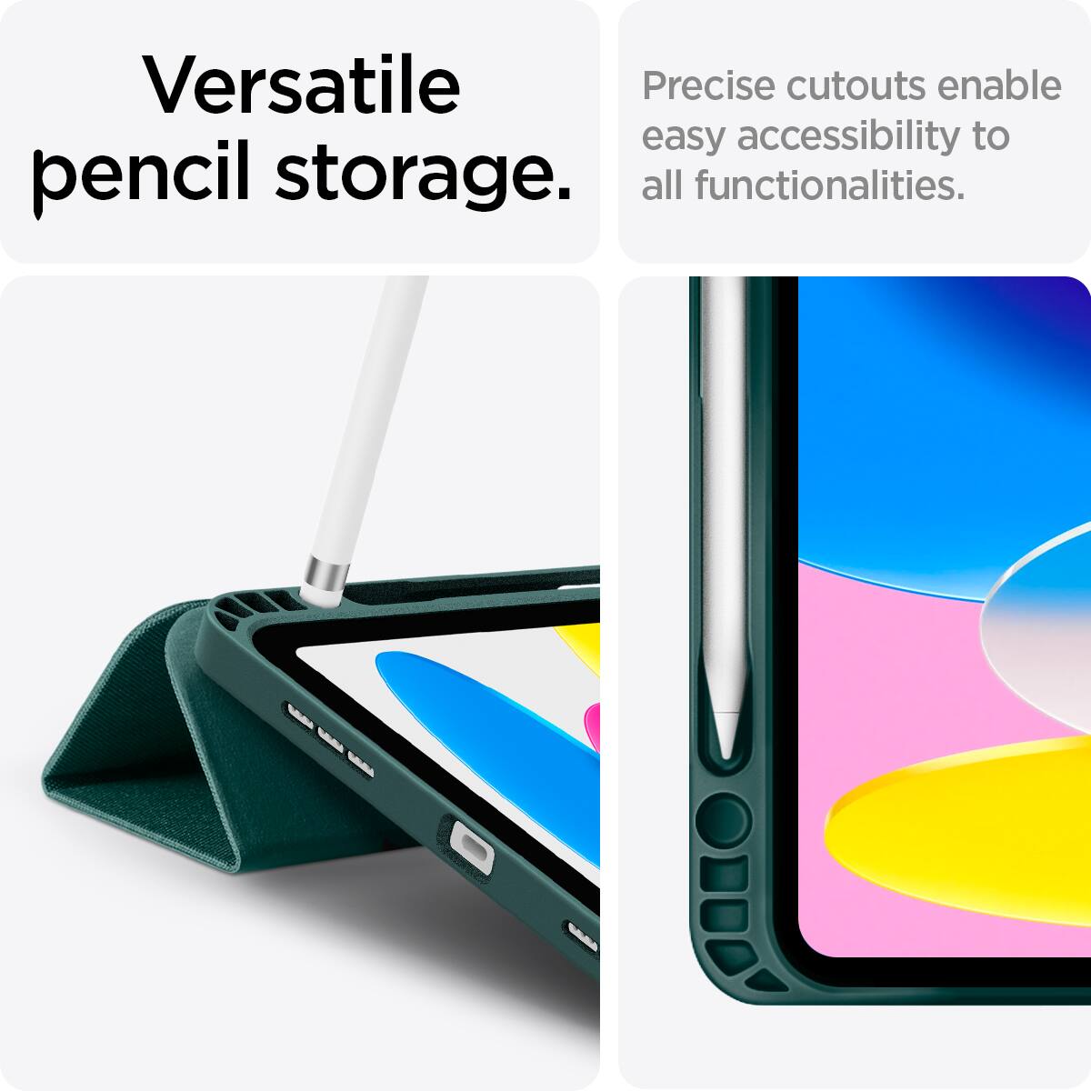 Versatile pencil storage.  
Precise cutouts enable easy accessibility to all functionalities.