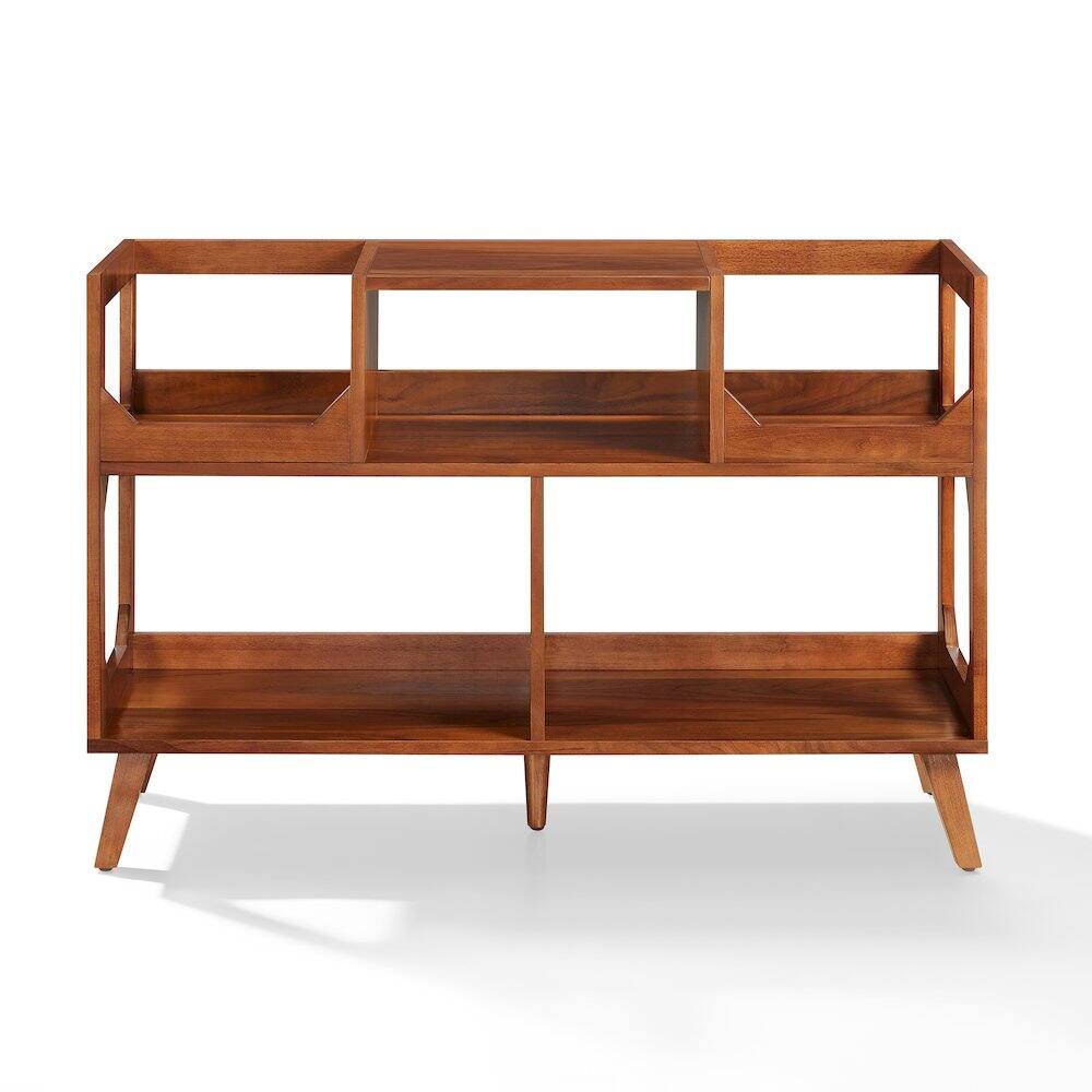 Back. Crosley Furniture - Asheville Large Record Player Stand With Vinyl Storage - Walnut.
